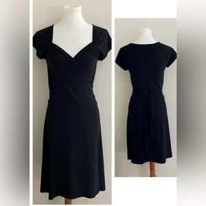 Norma Kamali Wrap Dress large LBD party chic stretchy classic office luxury